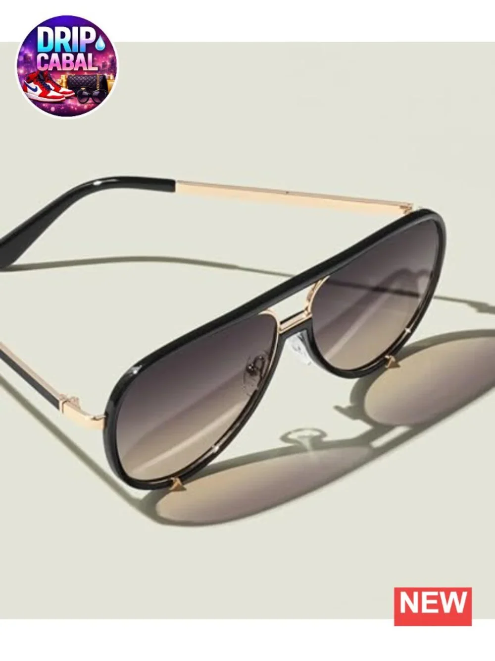 Aviator Sunglasses Oversized Frame UV Protection Built-In Nose Pads Case Cloth